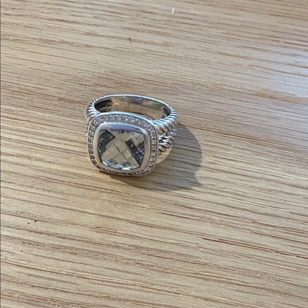 David Yurman Albion large sterling Silver and light green stone - size 8